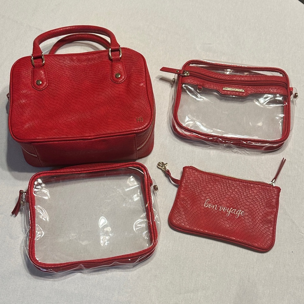 Hudson+Bleecker Red Cosmetic Travel Bag Set
